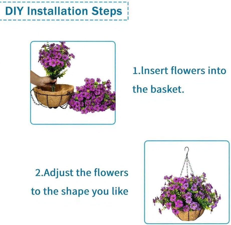 Artificial Hanging Flowers, UV Resistant, 12 Bundles, Mix | Realistic faux ha…