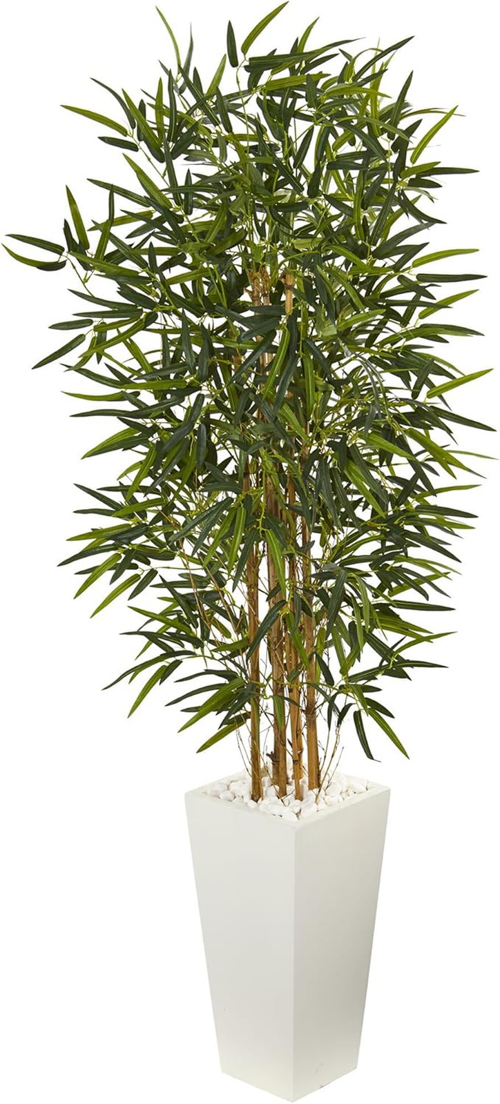 5.5Ft Bamboo Artificial Tree in Elegant White Tower Planter