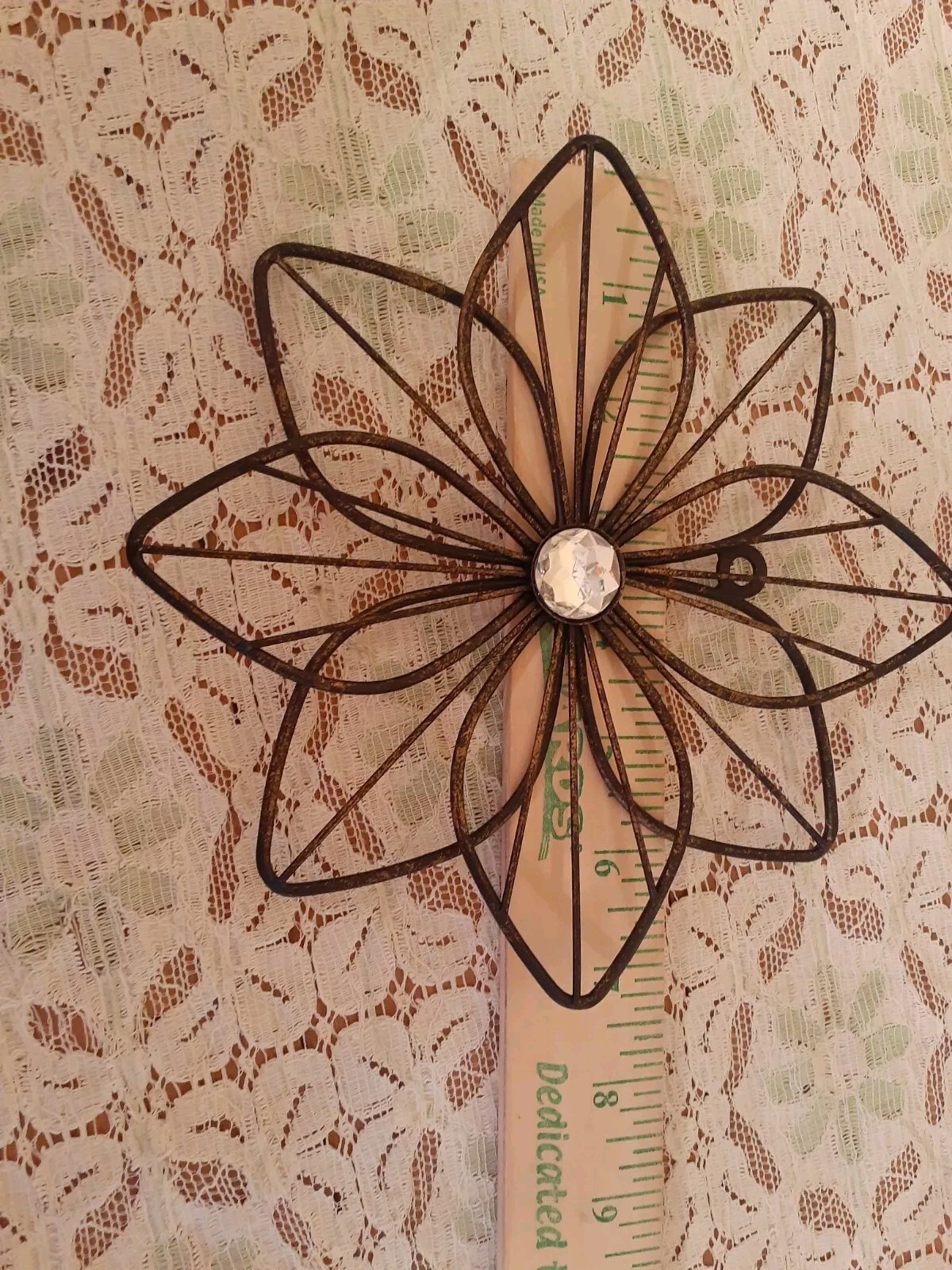 Indoor Outdoor Metal Flowers Set of 2 Black Home Porch Patio Wall Decor W/Bling