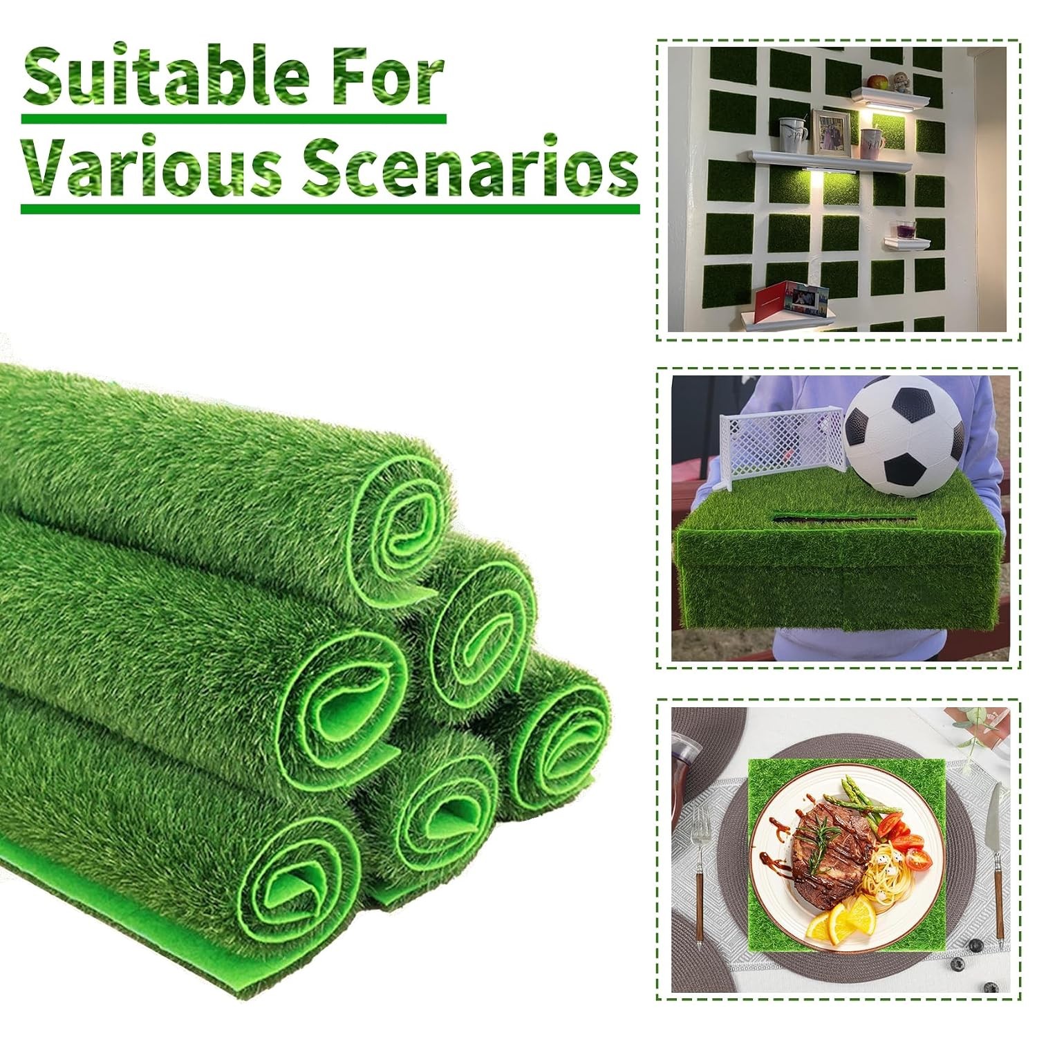 6 Pieces of 6×6 Inches Fake Grass for Crafts – Artificial Grass – DIY Mini Garde
