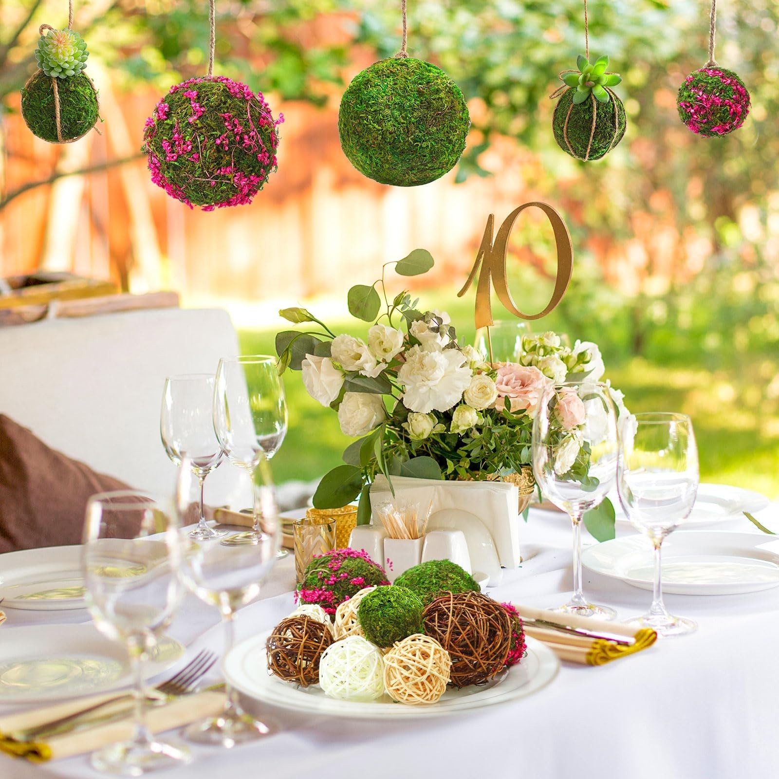 36 Pcs Decorative Moss Balls for Centerpieces, Rattan Wicker Orbs, Vase Filler,