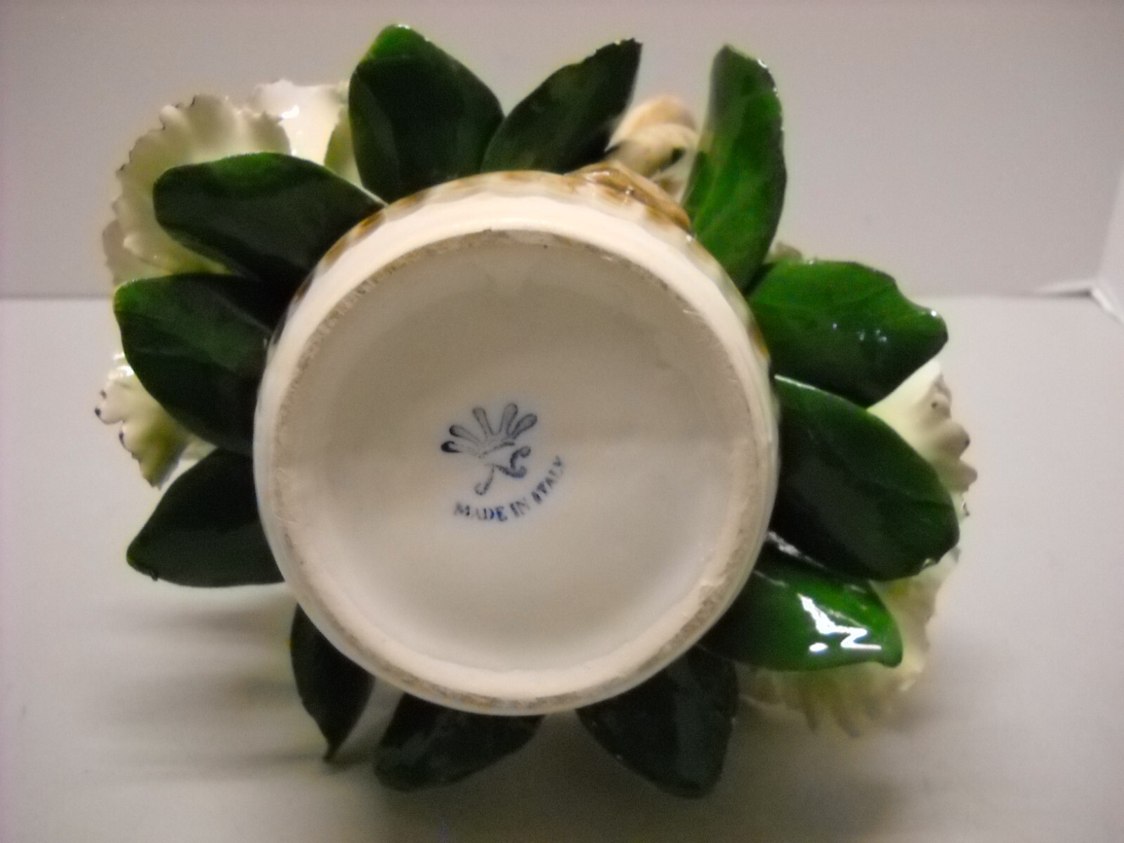 VINTAGE Capodimonte Porcelain Flower Basket Centerpiece Made in ITALY