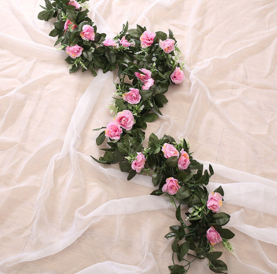 2.2m Artificial Flower Silk Rose Leaf Garland Vine Ivy Home Wedding Garden Décor