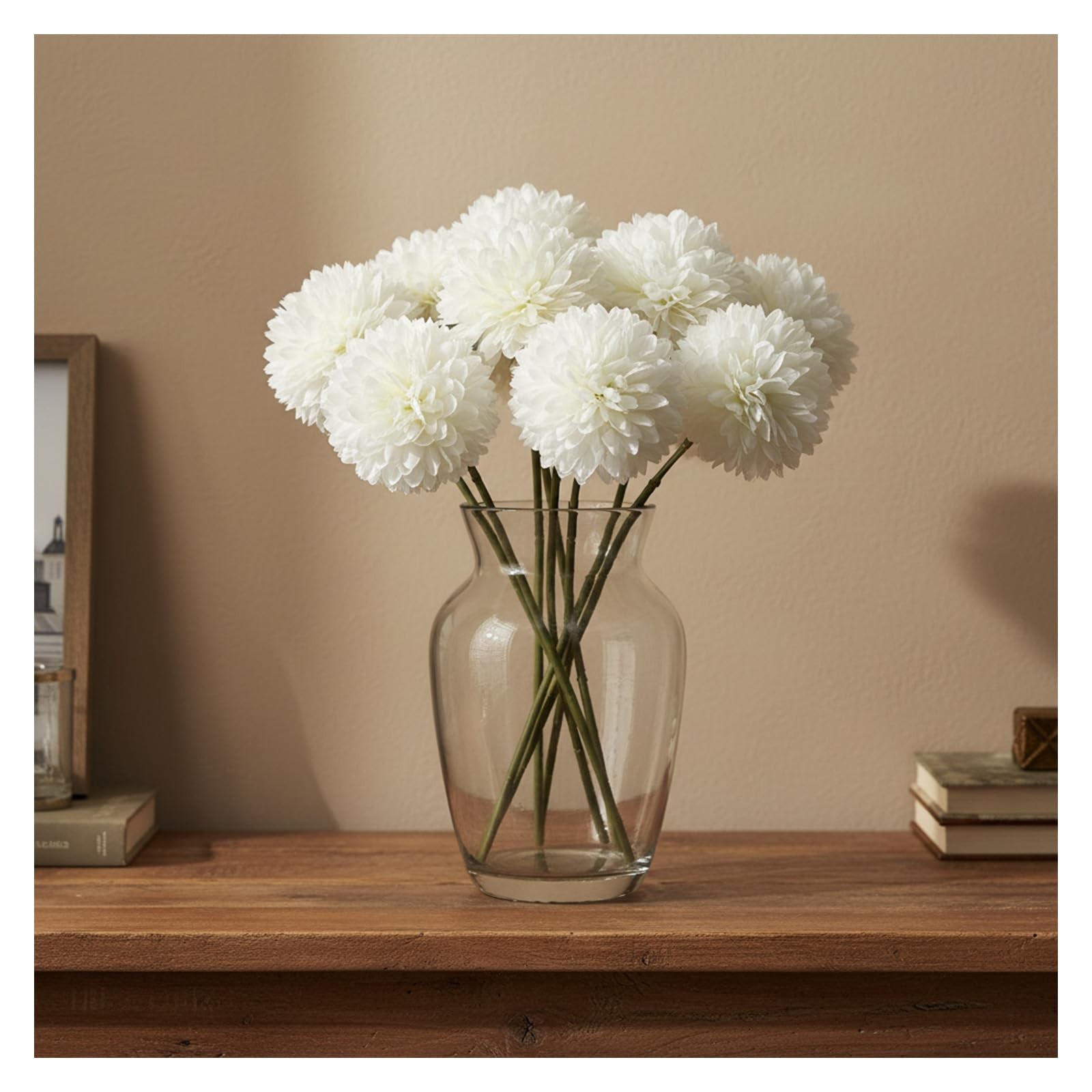 12Pcs Artificial White Chrysanthemums Realistic Fake Flowers, Fake Mums Silk …