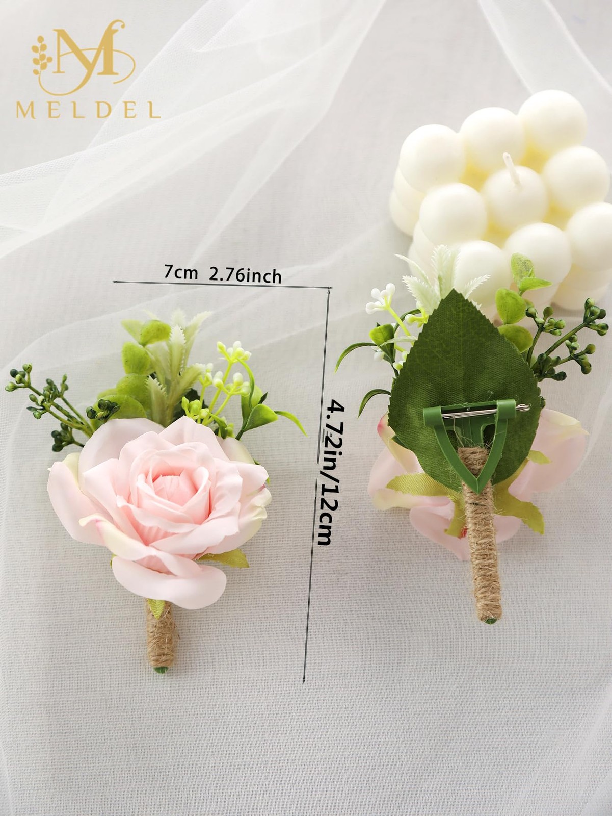 2 PCS Artificial Silk Rose Wrist Corsage Boutonniere Bride Wedding Prom