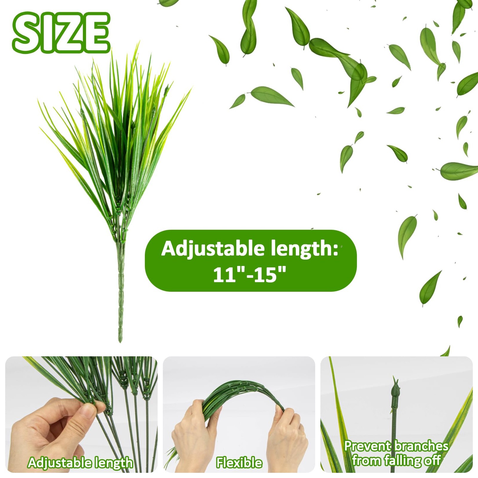 10 Artificial Grass Plant Outdoors – Faux Fake Wheat Grass Decor UV Resistant