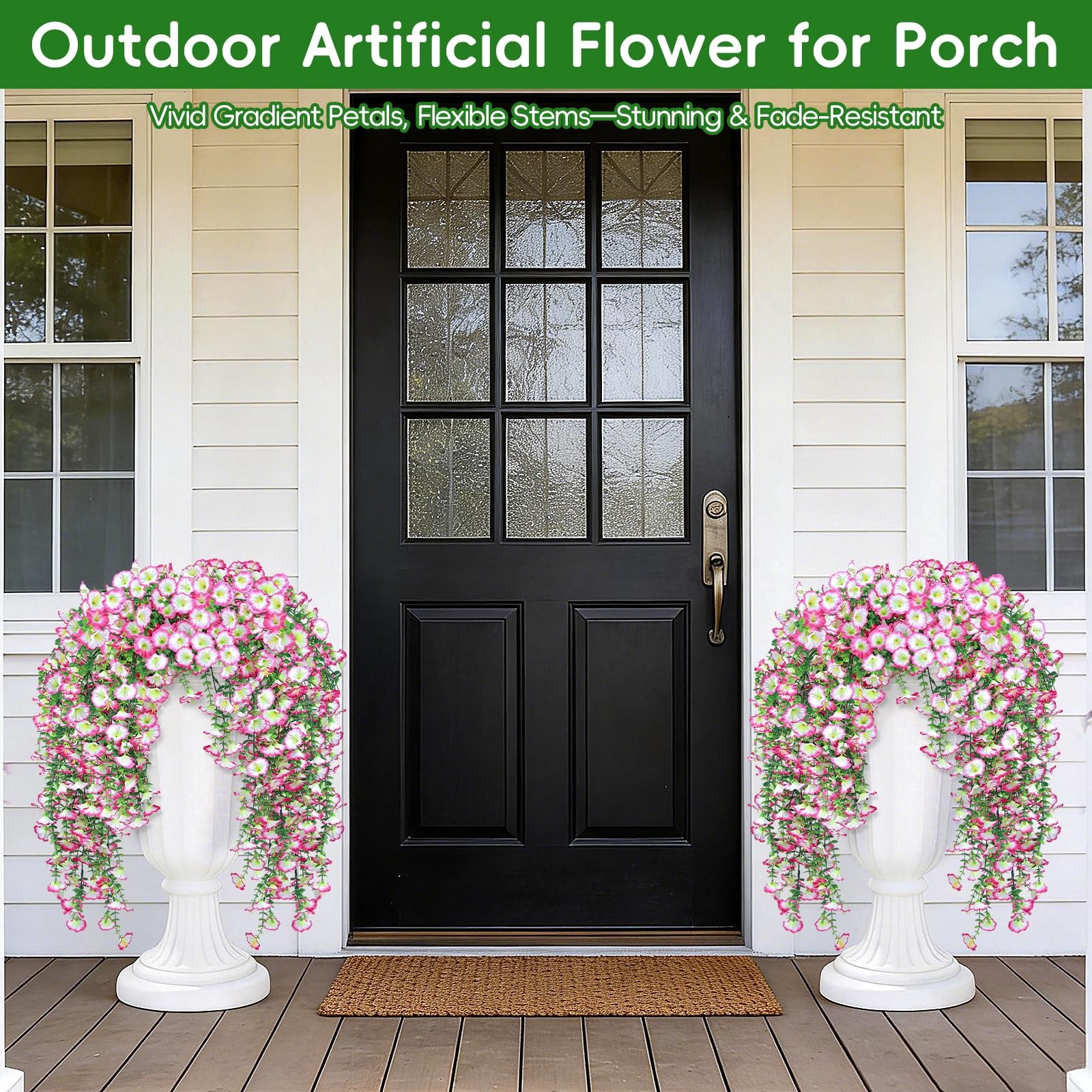 Artificial Flowers for Outdoors, 6-Pack 420 Blooms UV Resistant Hanging Morni…