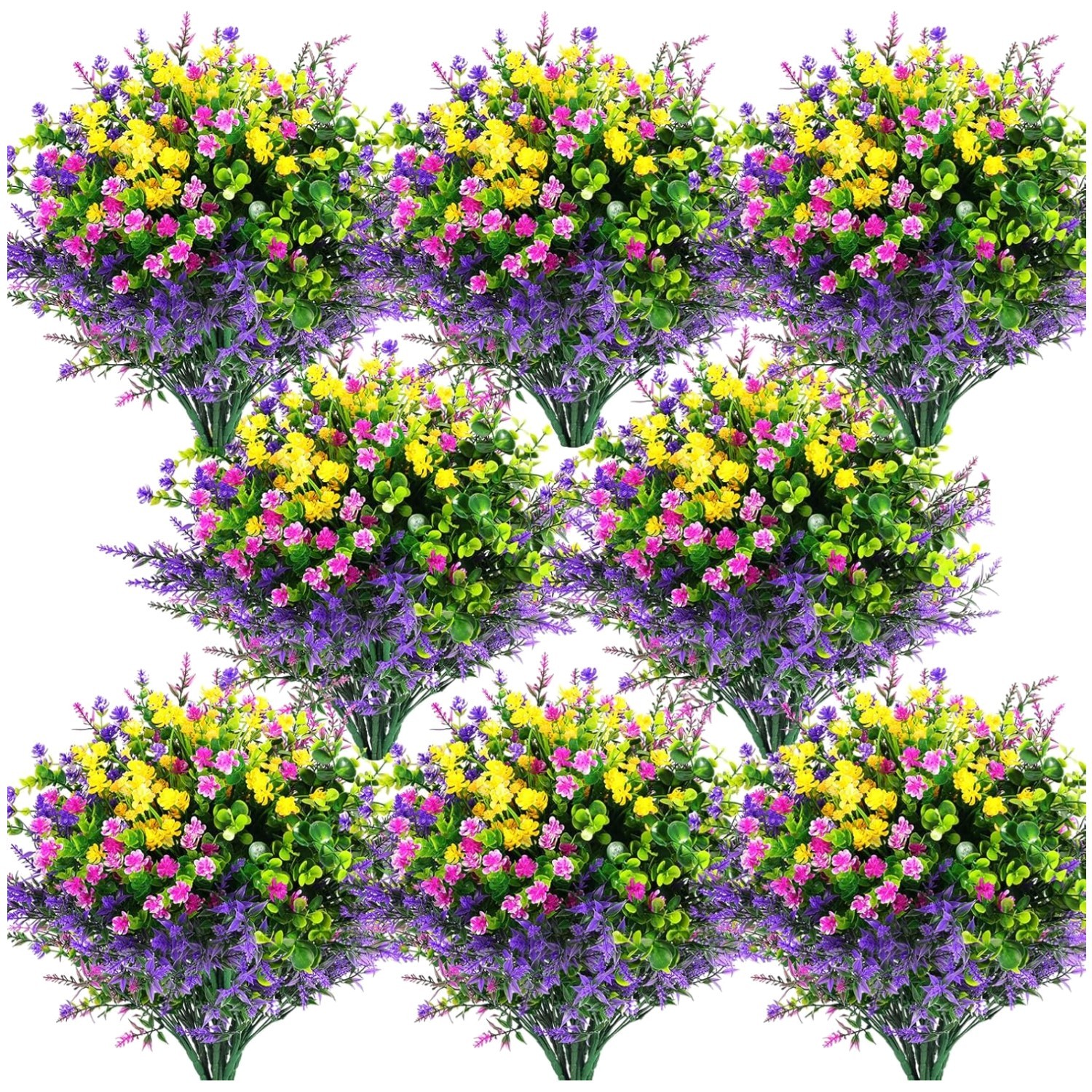 Fuchsia Purple Yellow Green Artificial Plants Bulk