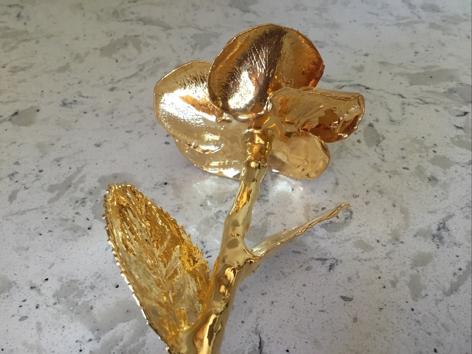 Real American Rose Electroformed & Finished In 24 karat Gold 11.5″ long
