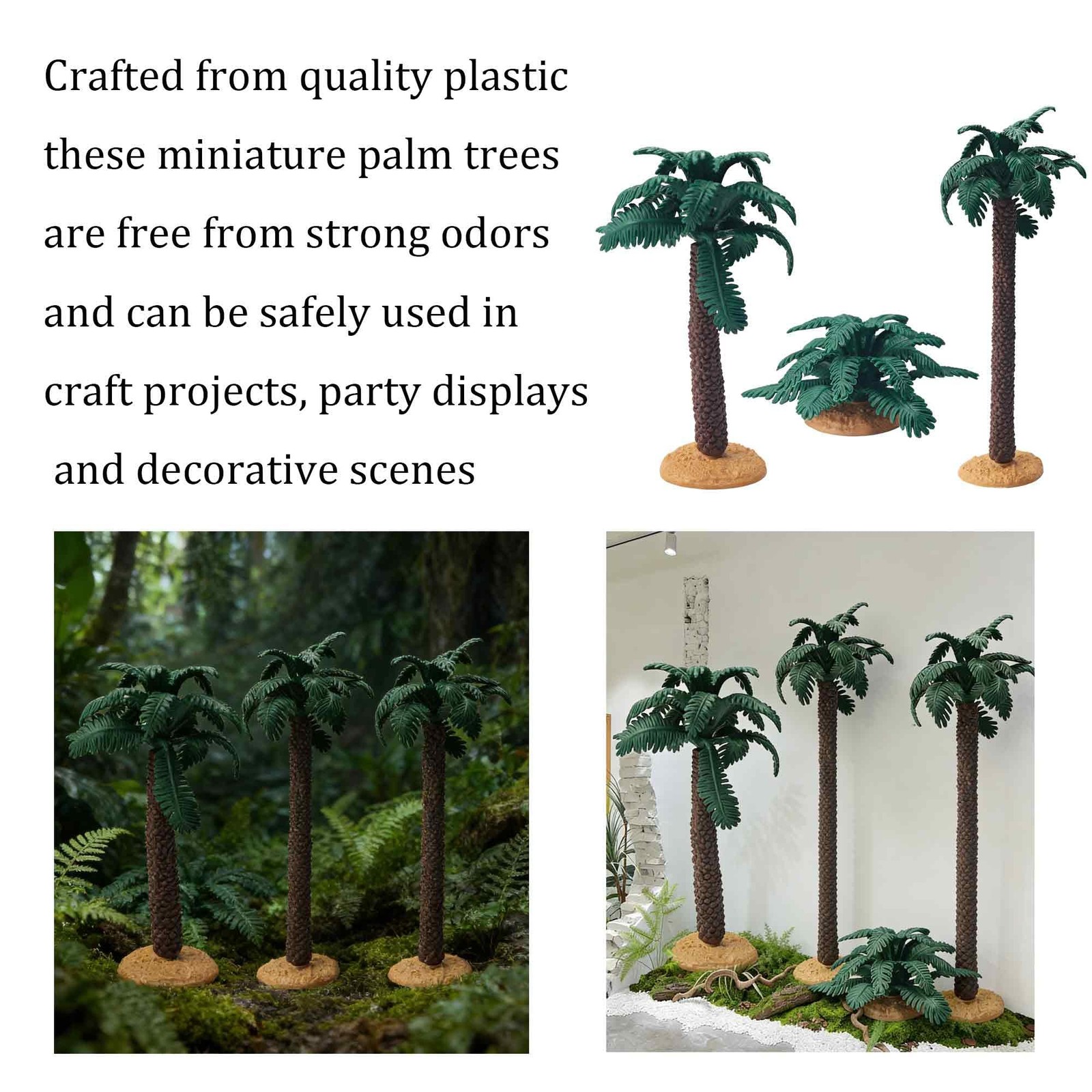 3Pcs Mini Palm Tree Decor, Artificial Miniature Coconut Trees for DIY Crafts,…