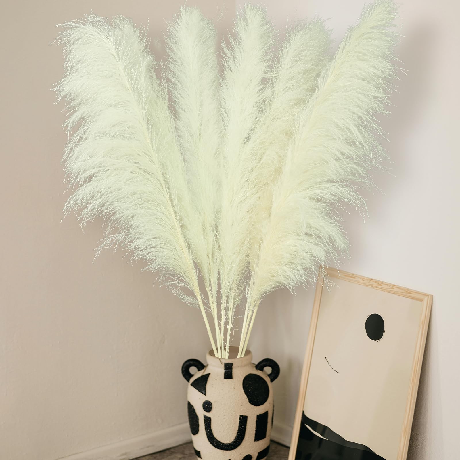 10pcs 40” White Pampas Grass Tall Decor – Pompas Floral, Tall Pampas Grass f…