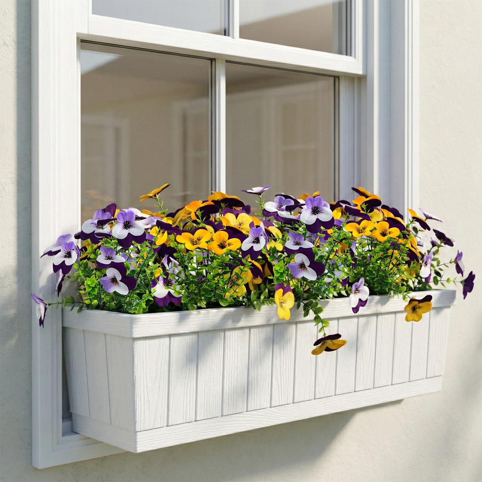 32 Pcs Artificial Pansy Flowers for Outdoors UV Resistant Faux Silk Spring Fl