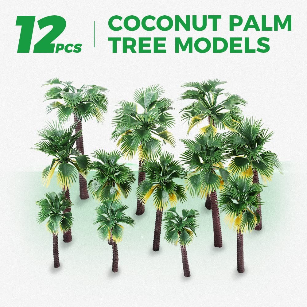 Miniature Plastic Artificial Coconut Palm Tree Model Tropical Decor Artificial