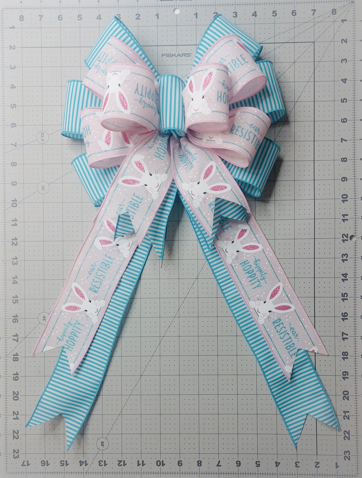 Light Blue, Pink, Bunny Easter Bow
