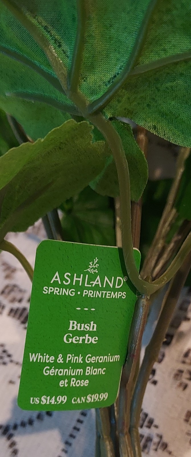 Ashland White Pink Geranium Bush Blue Heather Pink Ginger Pick Artificial Flower
