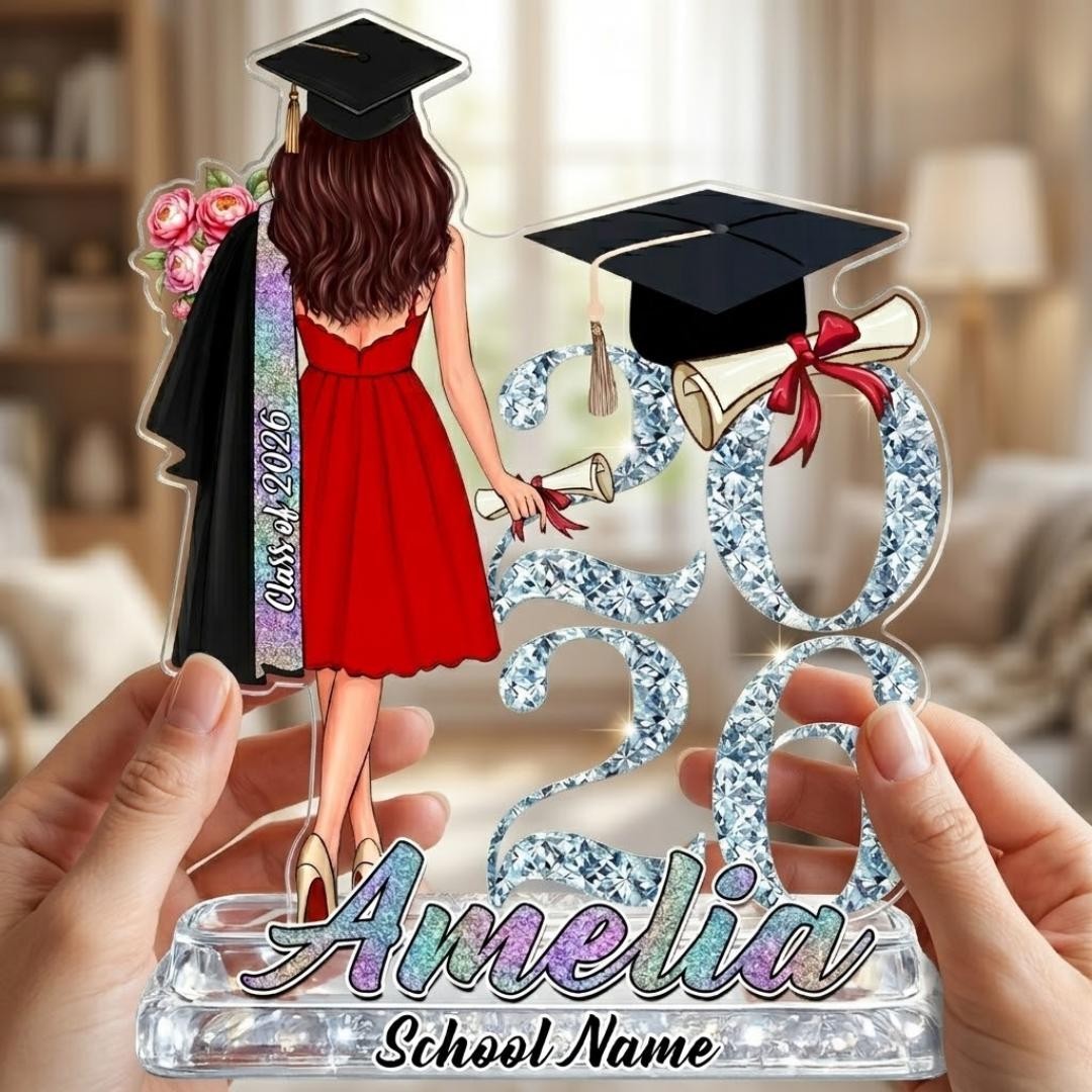 Personalized Graduation Gift 2026 Girl Acrylic Plaque, Custom Name Senior Class