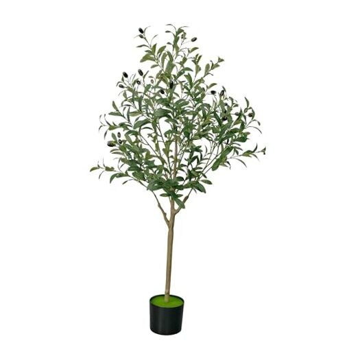 4 FT Olive Trees Artificial Indoor, Faux Olive Tree 4ft with Natural 3ft 11in