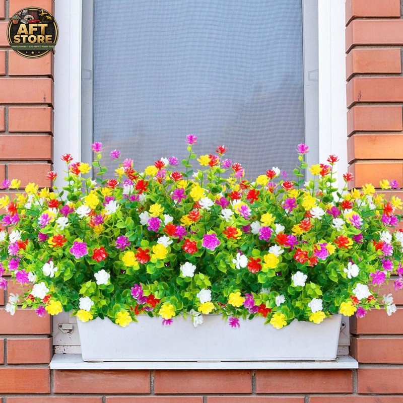 12pcs Primrue Artificial Flowers for Outdoor Decor