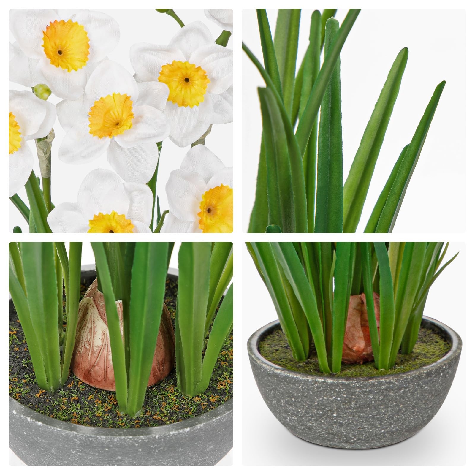 Small Artificial Flowers in Pot 14″ Fuax Daffodil Potted Flowers Plant Decor …