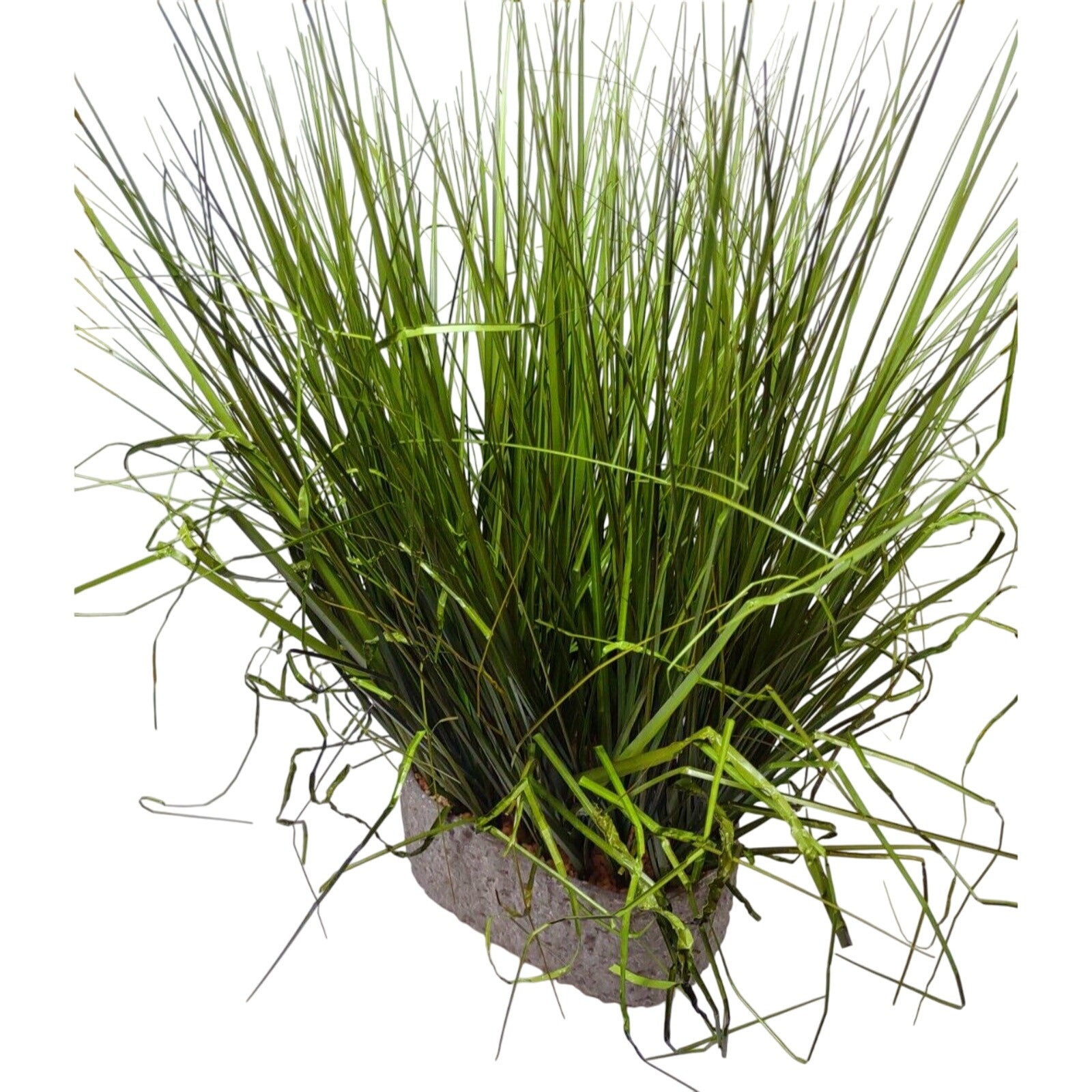 Faux Grass Center Piece Arrangement Rock Filled Cast Textured Vase 24” Tall