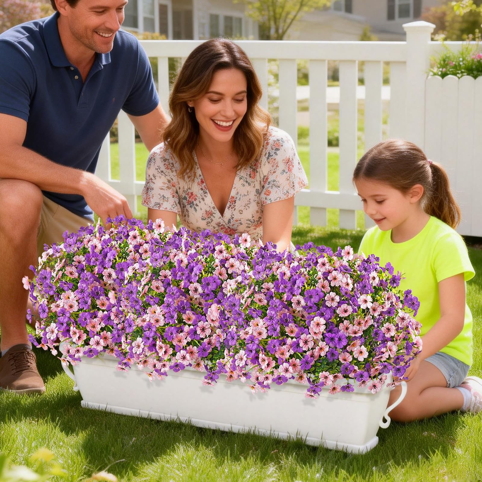12 Bundles Fuchsia+Pink Artificial Flowers for Outdoors Plants for Garden Porch