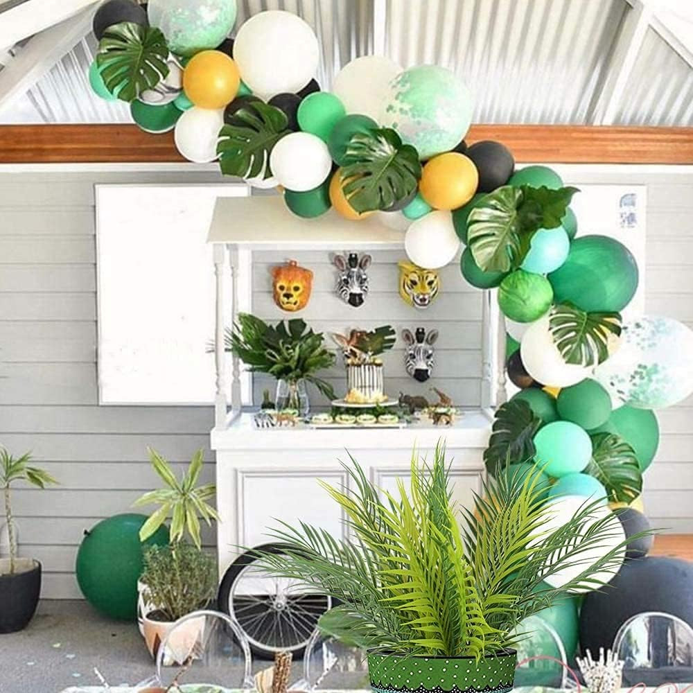 Artificial Palm Tree, Plastic Plants Greenery Fake Tropical Shrubs Faux Big Leav