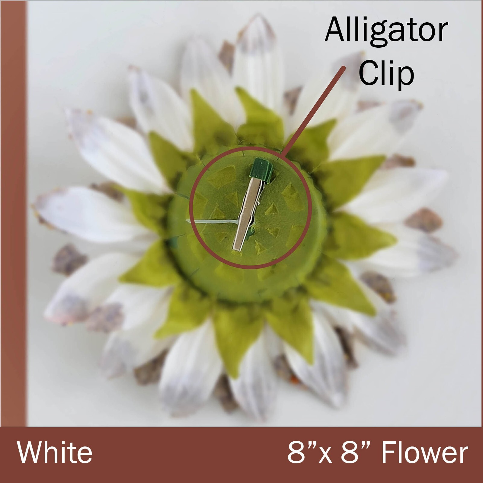 HANDMADE Faux Sunflower Sparkle Artificial WHITE Sunflower w/ Gold Glitter Piece