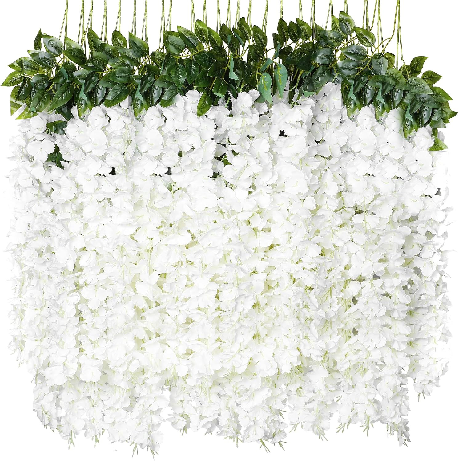 12Pcs Artificial Wisteria Flowers 3.25Ft Fake Silk Wisteria Vine Rattan Hanging
