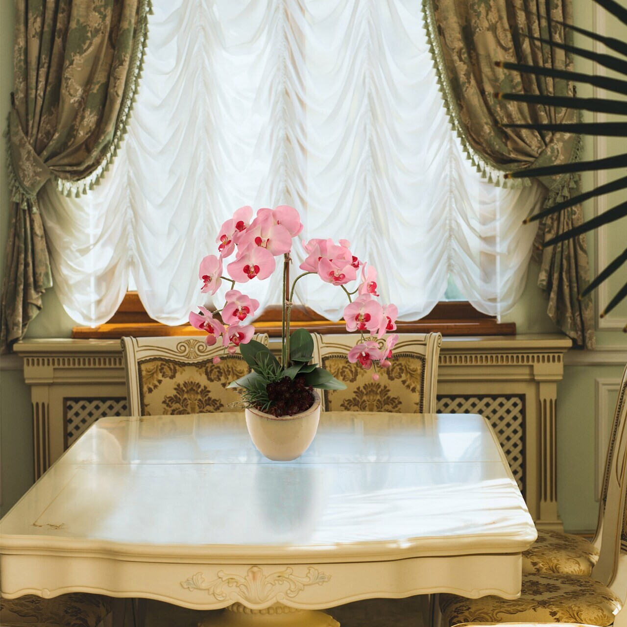 Phalaenopsis Orchid Stem Pink Party/Event/Home/Office Decor 2-Pack