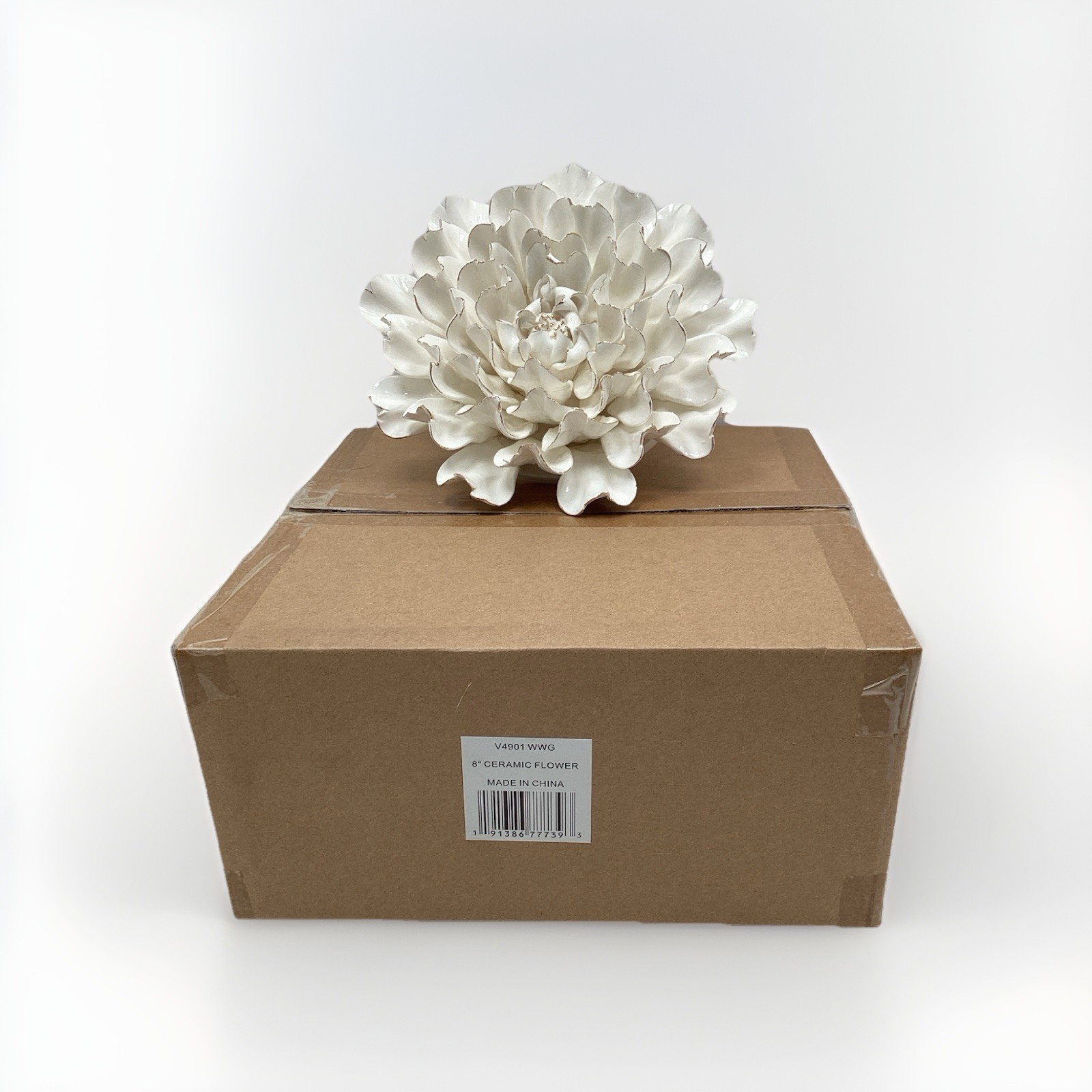 8” Ceramic Wall Flower White, New In Original Box