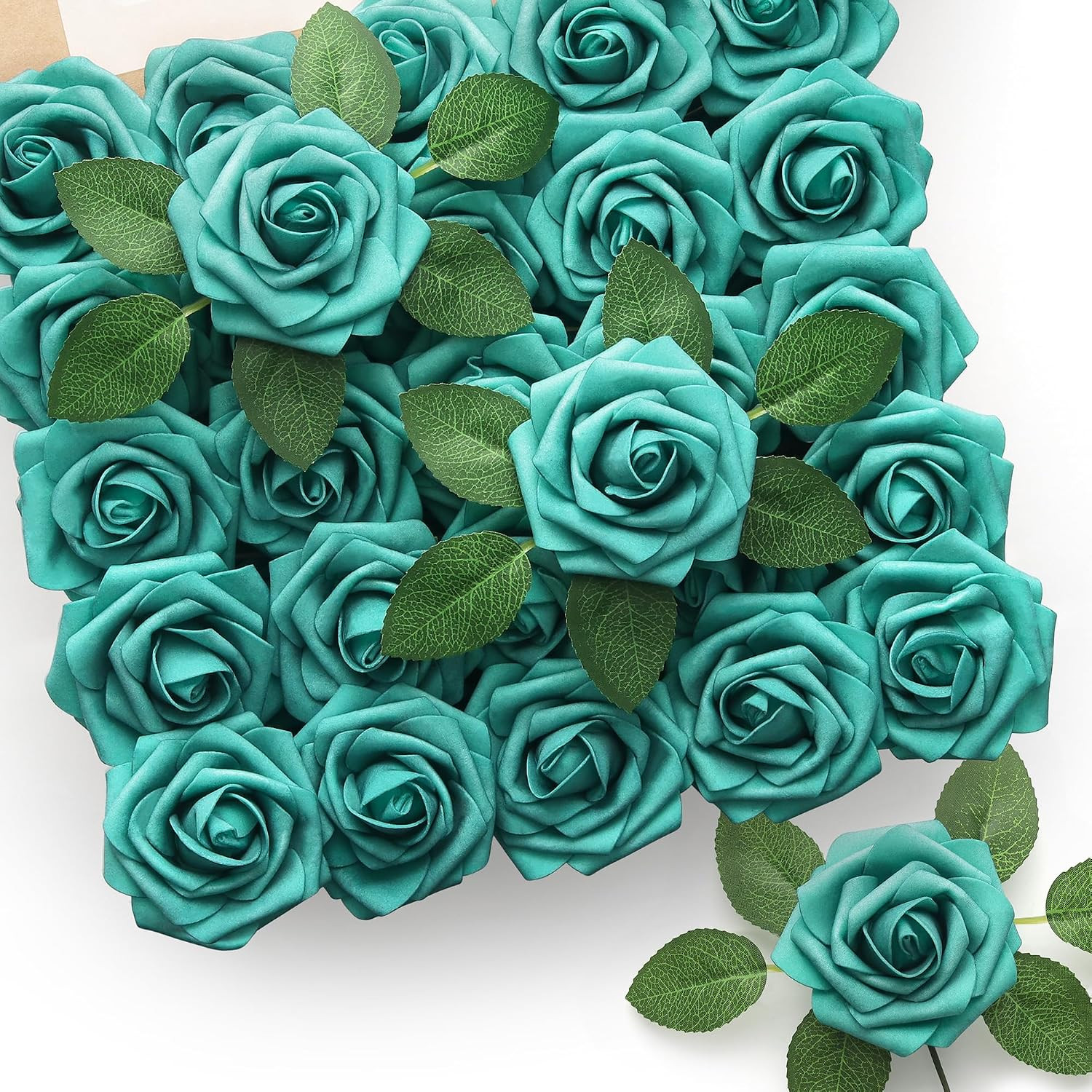 50 Pcs Artificial Roses Bulk Foam Fake Flowers Stems Wedding Bouquet Centerpiece