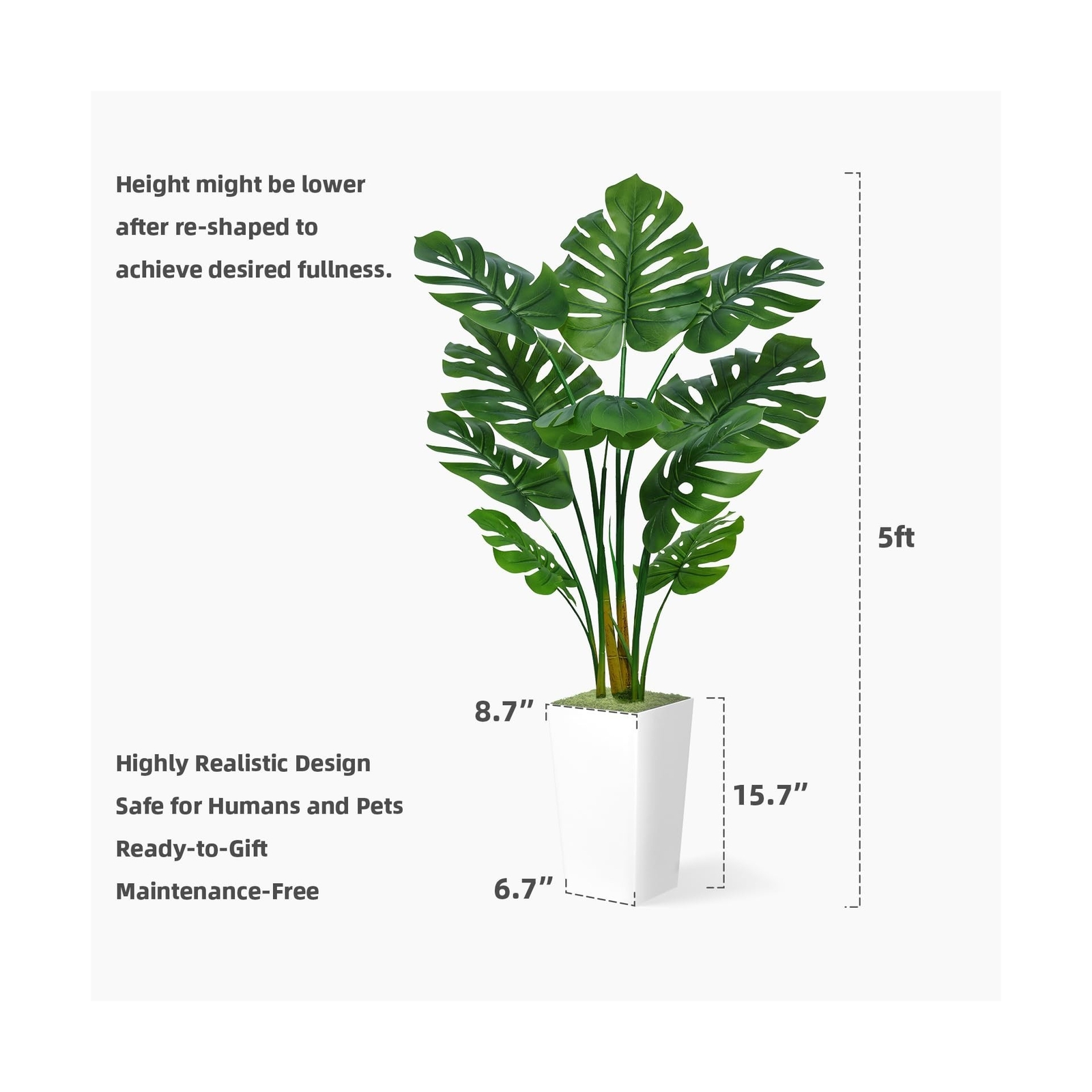 ASTIDY Artificial Monstera Deliciosa Plant 5FT – Faux Tropical Palm Tree with…
