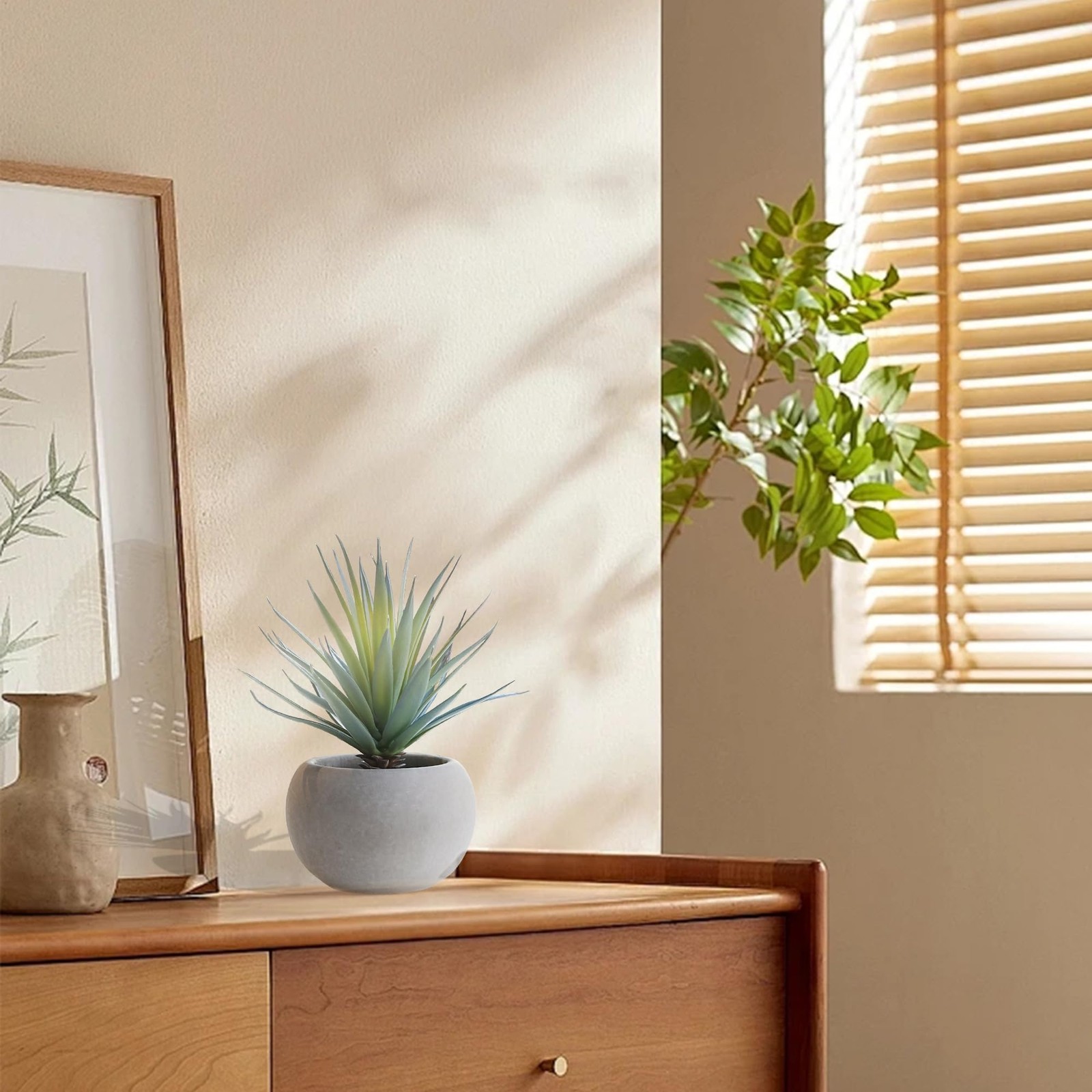 Jahe Agave Artificial Plants, Matte Pot Mini Artificial Plants Indoor, 8.07 i…