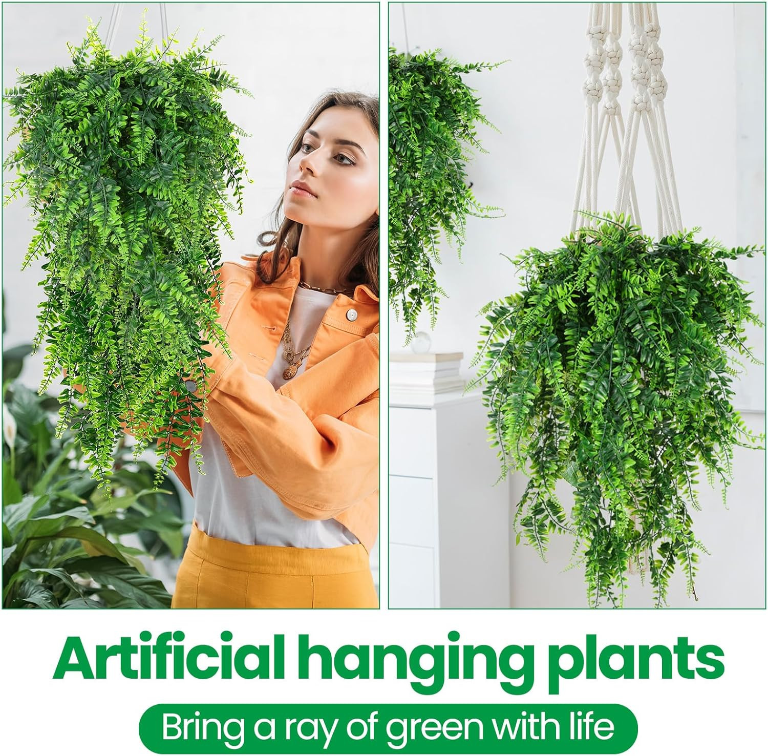 36 Pcs 32″ Artificial Boston Ferns for Indoor Outdoor Wall Decor