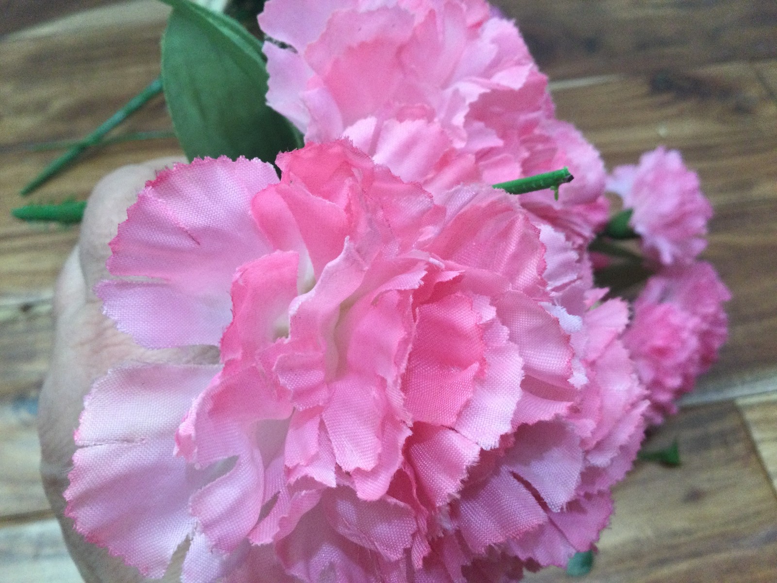Garden Pink Silk Floral Arrangement in a Woven Basket carnations roses daisy