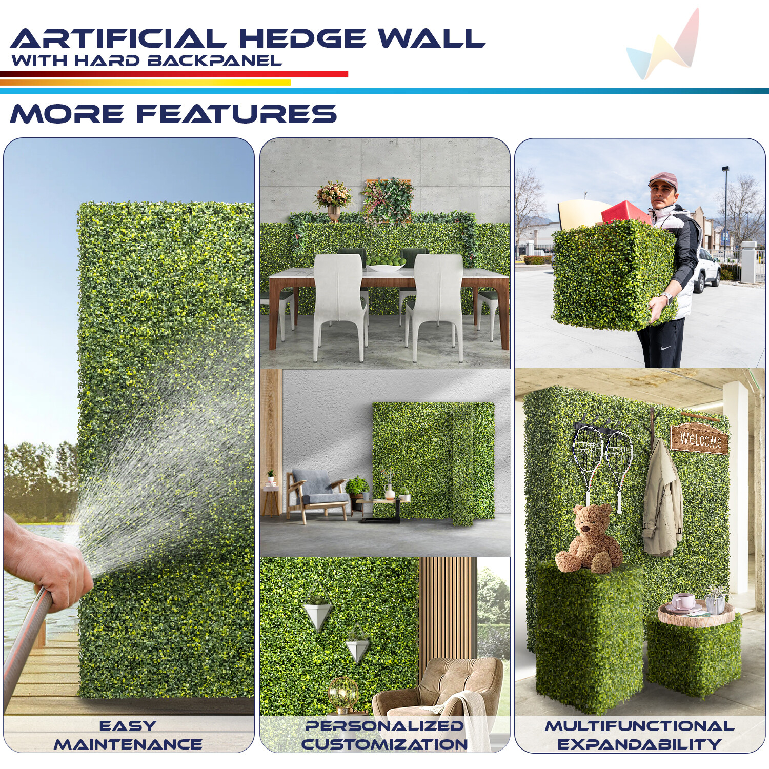 Artificial Boxwood Hedge Wall Greenery Fake Grass Outdoor Partition Wall Decor
