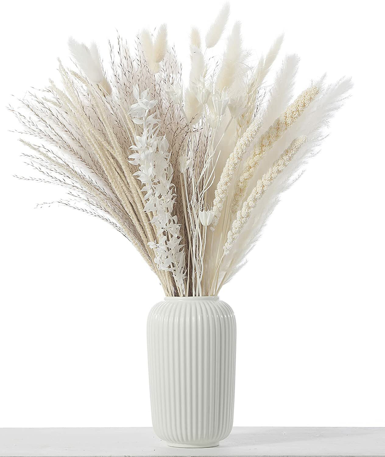 MagicDecor 85 Stems Natural Dried Pampas Grass, Bunny Tails, Natural Reed Grass