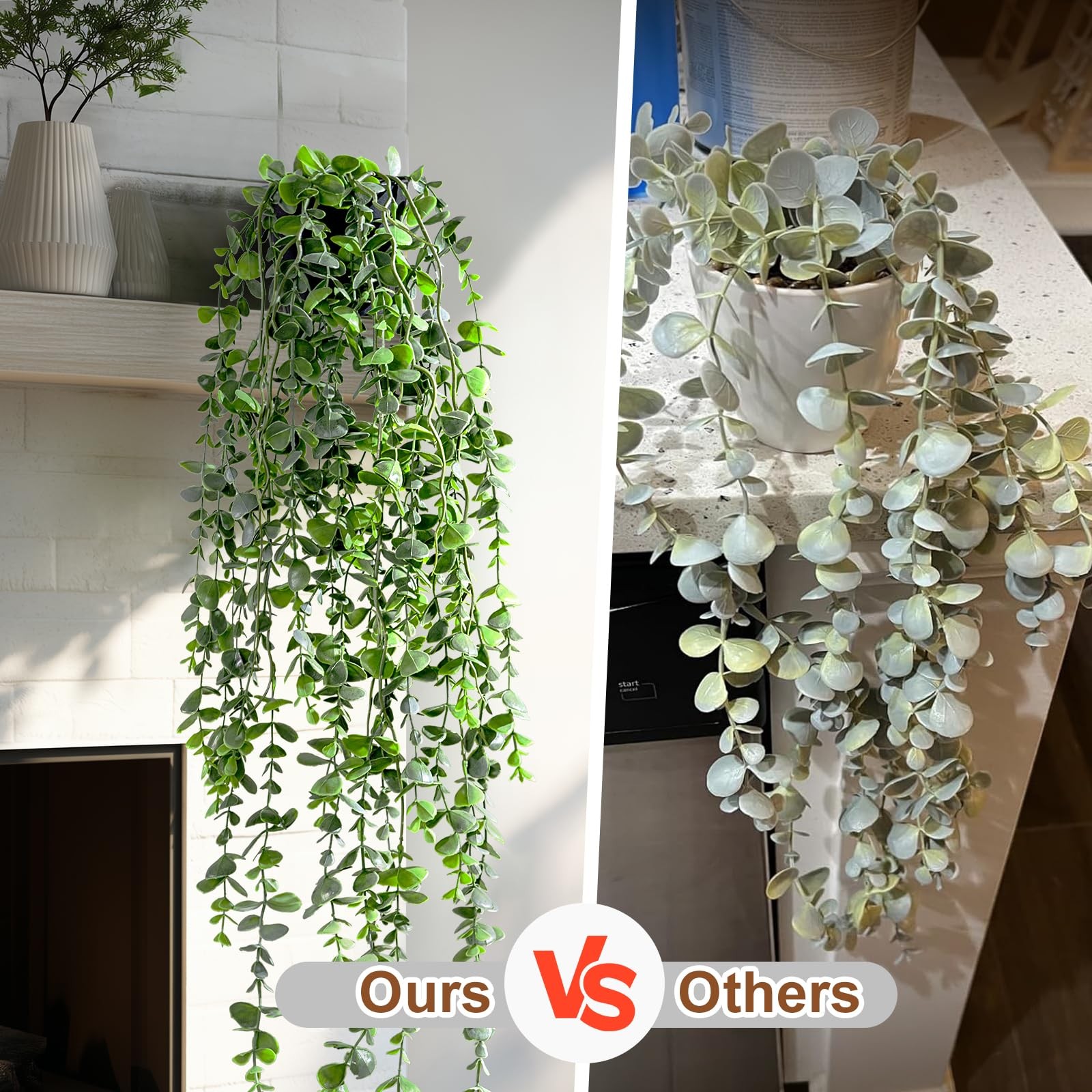 Artificial Hanging Plant 2 Pcs Faux Plant Ivy Vine Faux Eucalyptus Vines Fake…