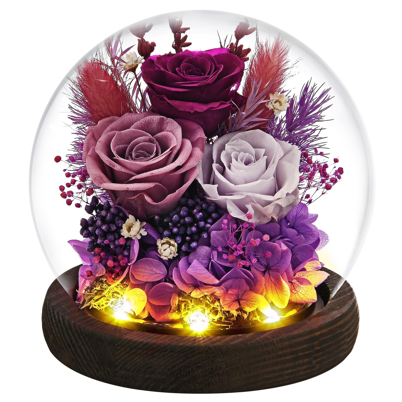 FRYMSHE Gifts for Wome, Mom, Grandma, Wife, Preserved Rose Flowers in Glass Dome