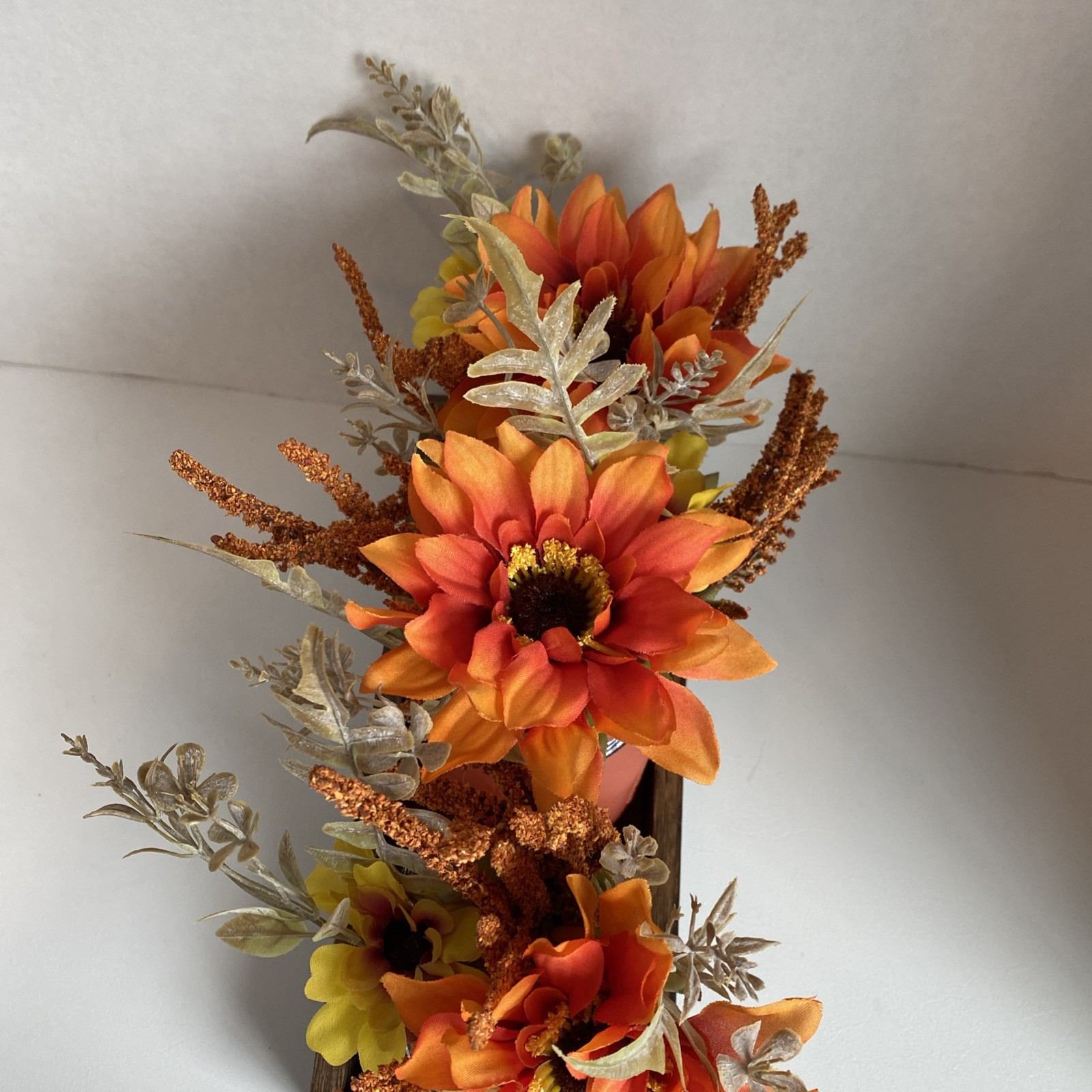 Painted Mason Jars Floral Decor In Tray Light Weight Fall Colors Checked Bows