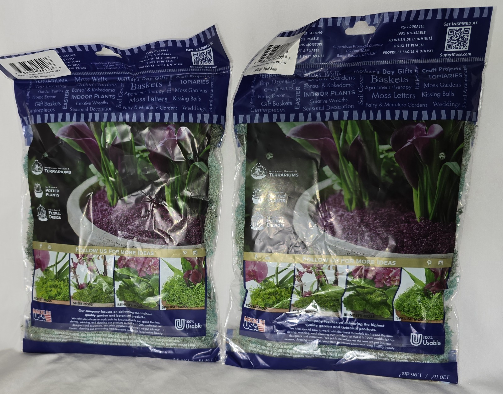 Super Moss Preserved Reindeer Moss 2 Bags #25128 Royal Blue 120 in3/bag