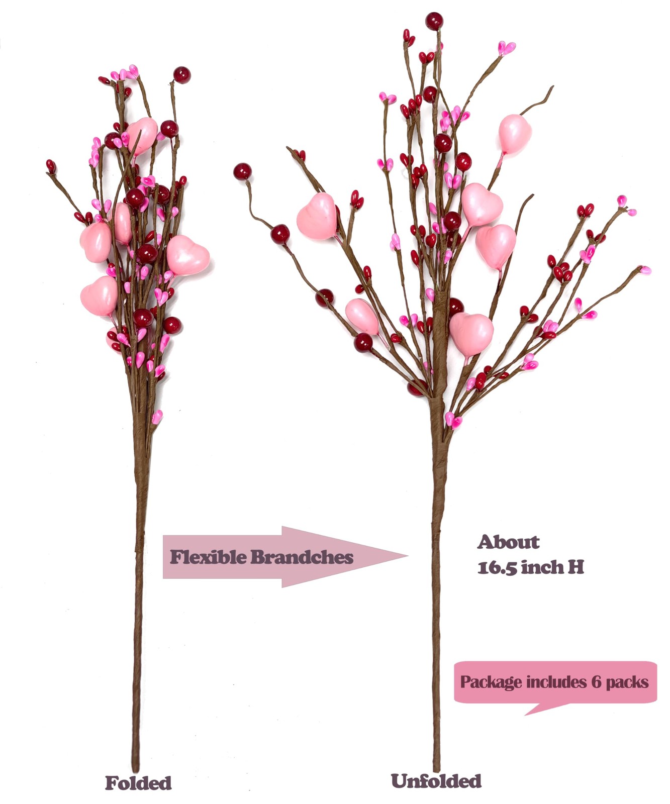 Mother’s Day Decoration Pink Heart Picks Floral Gifts for Mom Birthday Table …