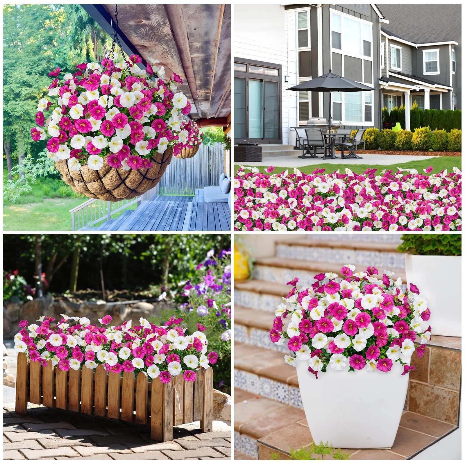 Vibrant Artificial Flowers – 16 Bundles Mixed Silk Faux Plants for Garden, Porch