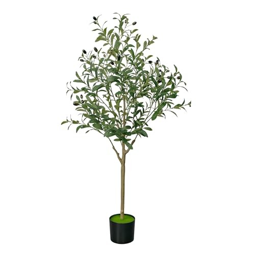 4 FT Olive Trees Artificial Indoor, Faux Olive Tree 4ft with Natural 3ft 11in