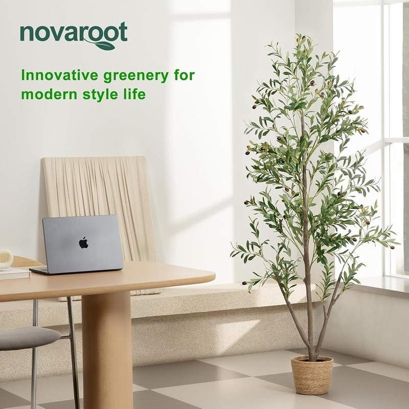Lifelike Artificial Olive Tree Indoor Planter W/ Moss LED Lights Low Maintenance