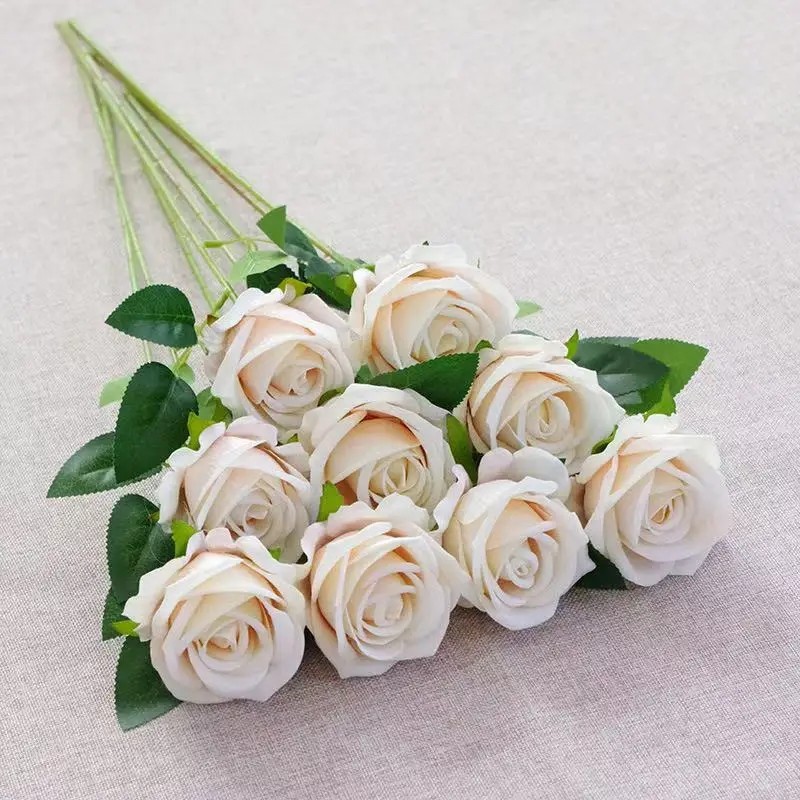 Artificial Rose Flowers Realistic Faux Rose Stems Wedding Home Party Decor 20PC