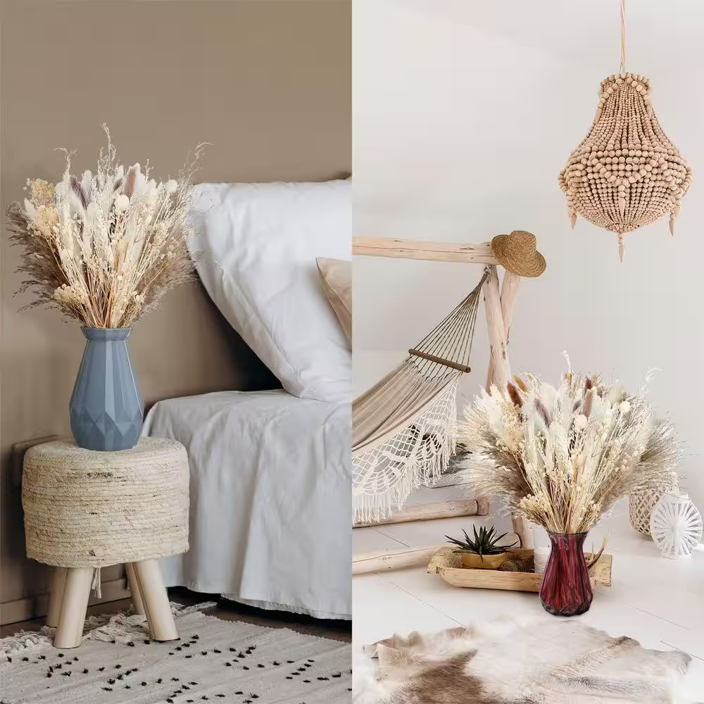 4.02 In. 324-Pieces White Artificial Plant Pampas Grass Reed Grass Bunny Tails D