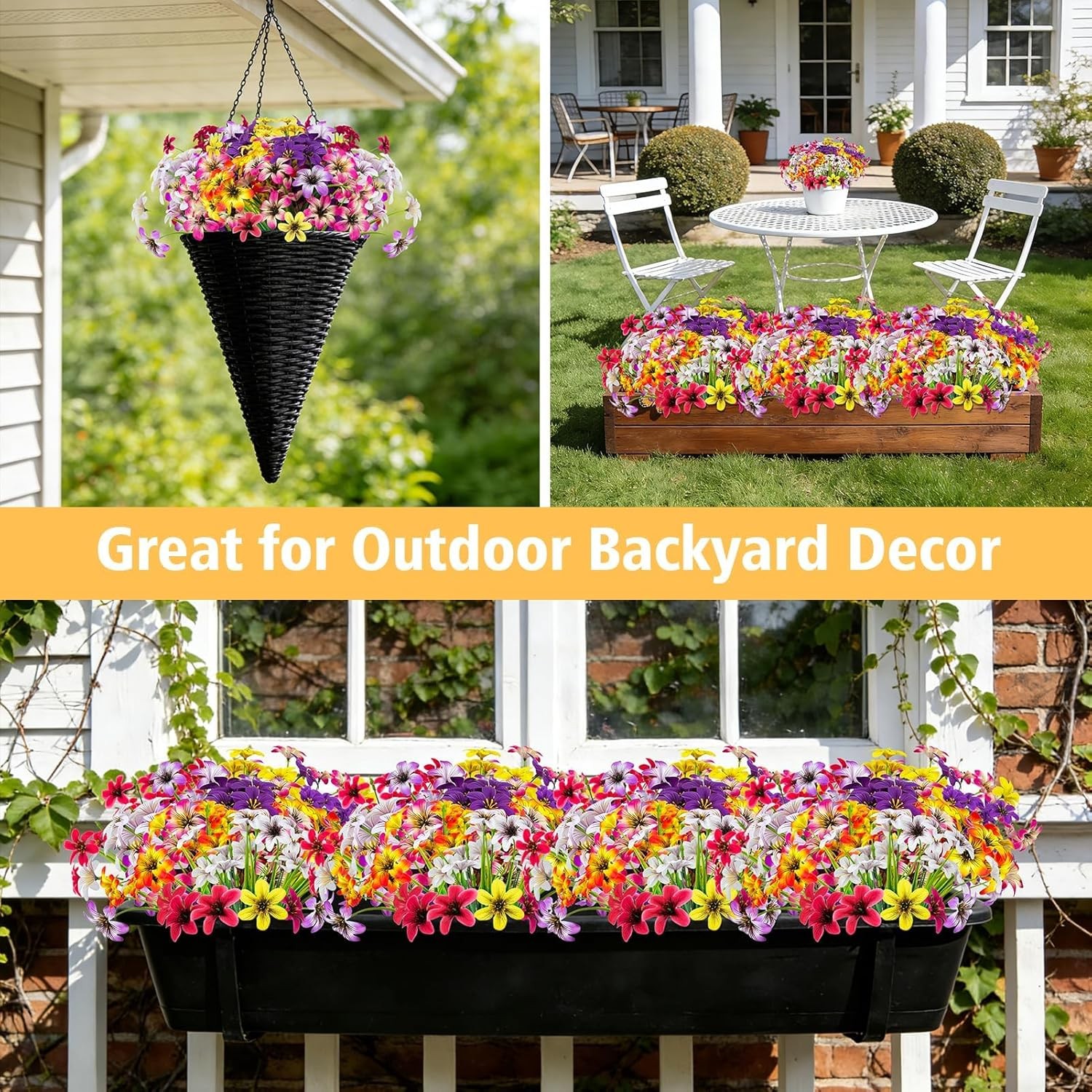 16 Pcs Artificial Flowers for Outdoors,Fake Pansy Silk Flowers, Realistic Faux