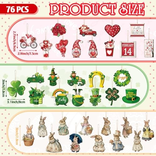 Vintage 72 Pcs Valentines St. Patricks Day Easter Red Green Brown Holiday
