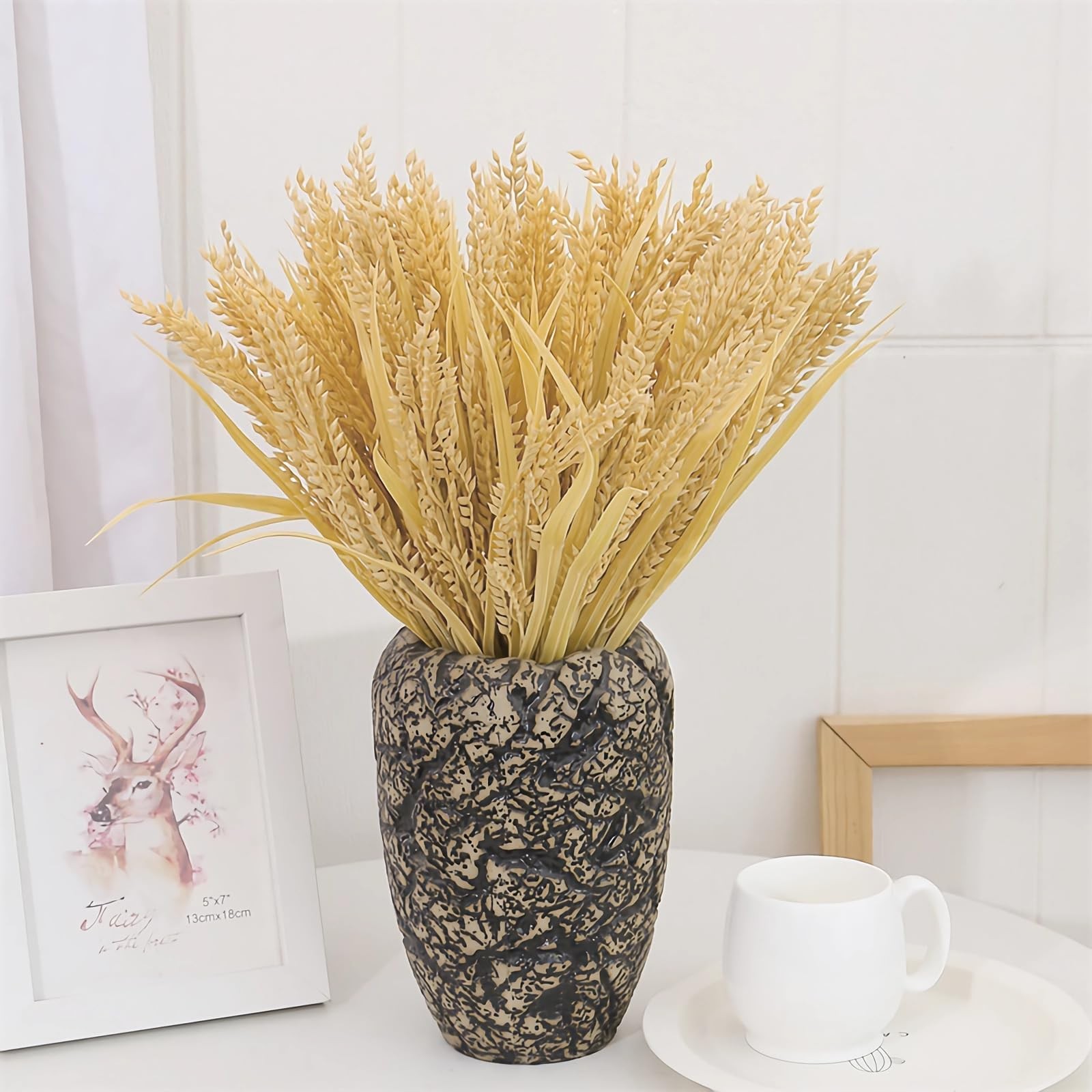 5pcs Artificial Ear of Rice 16″ Fake Grain Paddy for Vase Bouquets Home Offic…